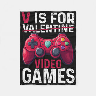 V Is For Video Games Valentine Gamer Valentines Da Fleece Blanket