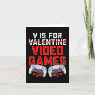 V Is For Video Games Valentines Day Fun Boys Kids  Card