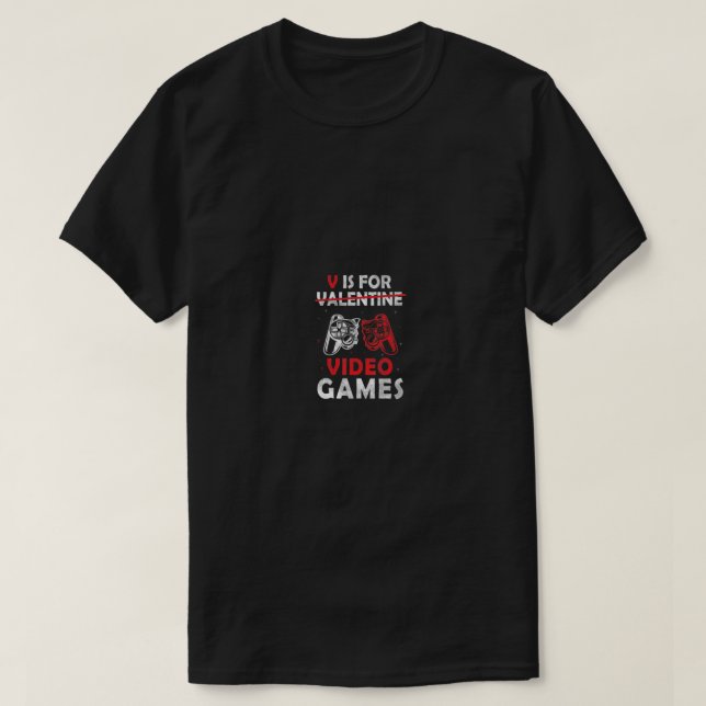 V Is For Video Games Valentines Day Gamer Boy Men  T-Shirt (Design Front)