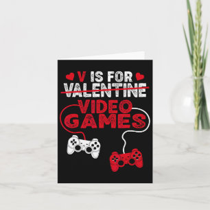 V Is For Video Games Valentines Day Gamer Boys Men Card