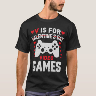 V is for Video Games Valentines Day  Gamer Mens Bo T-Shirt