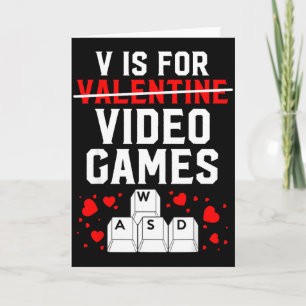 V Is For Video Games Wasd Pc Gamer Valentines Day Card