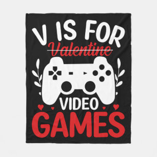 V is for Video Games with Valentine Crossed Out Fleece Blanket