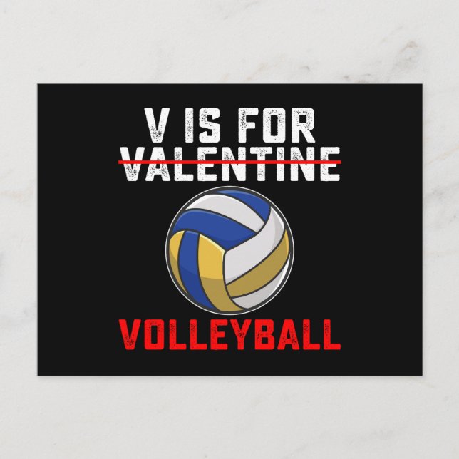 V Is For Volleyball Sports Valentine's Day Postcard (Front)