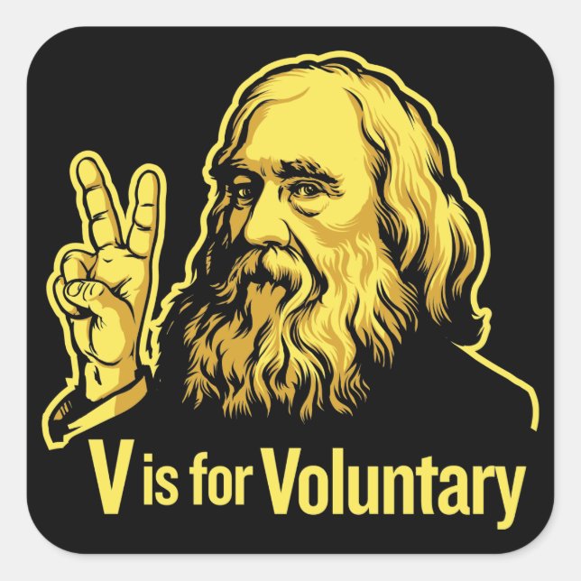 V is for Voluntary Lysander Spooner Stickers (Front)