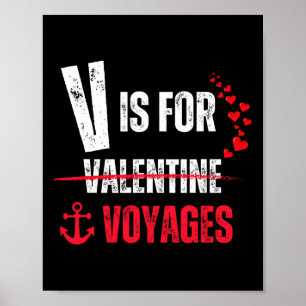 V Is For Voyages Funny Valentines Day Anchors Poster