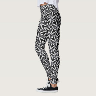 V Love Black Grey & White Pattern Leggings