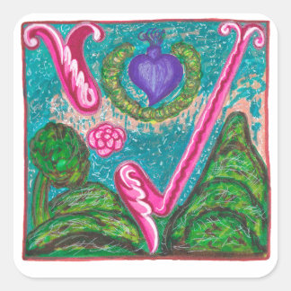 V - MINIATURE SQUARE STICKER
