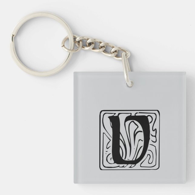 V Monogram black Key Ring (Front)