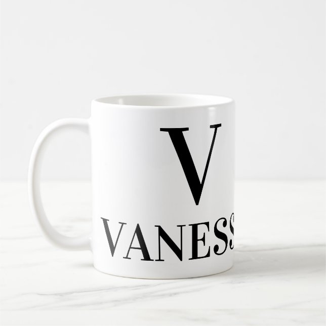 (V) NAME, LETTER & POSITIVE DESCRIPTION CUSTOMISE COFFEE MUG (Left)