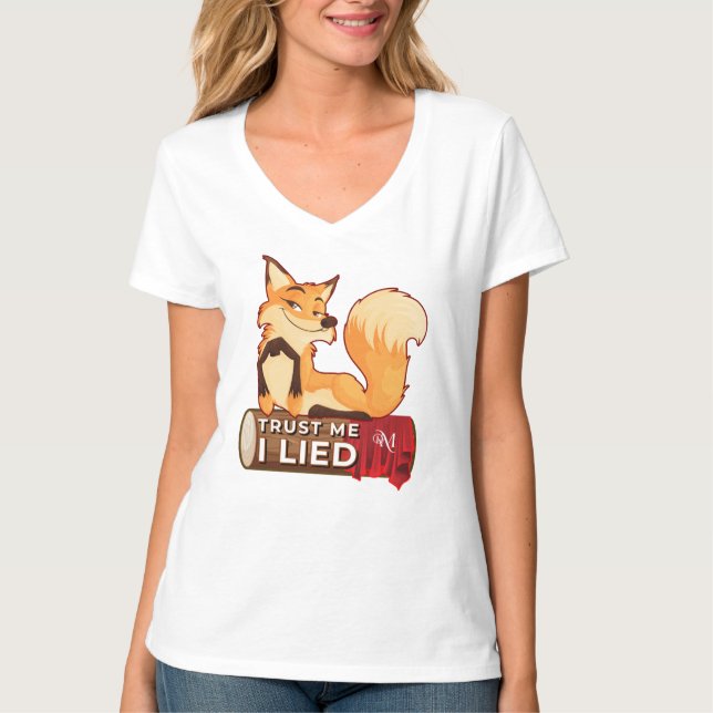 V-Neck T-Shirt : Trust Me (white) (Front)