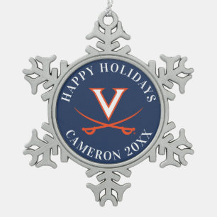 V Sabre Snowflake Pewter Christmas Ornament