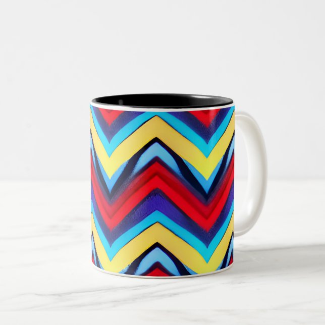 V Shape Seamless Pattern with Hearts  Two-Tone Coffee Mug (Front Right)