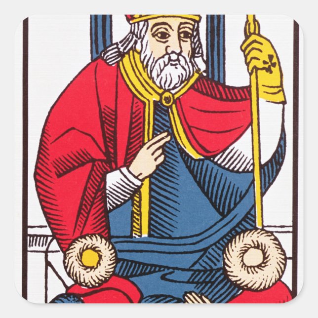 V The Pope, Tarot card Square Sticker (Front)
