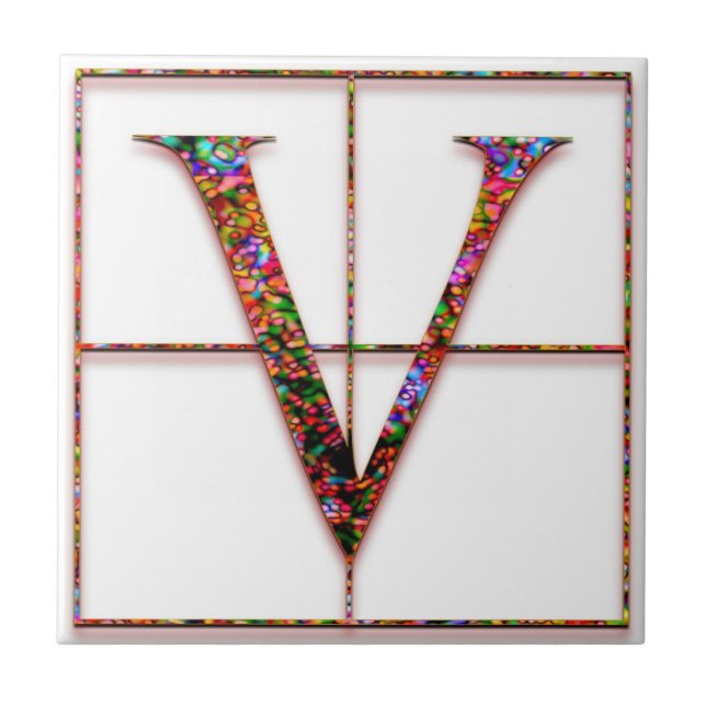 V Trajanus Red Custom Monogram Tile (Front)