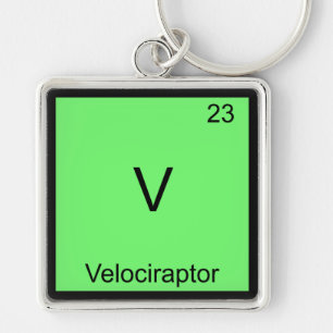 V - Velociraptor Funny Chemistry Element Symbol Key Ring