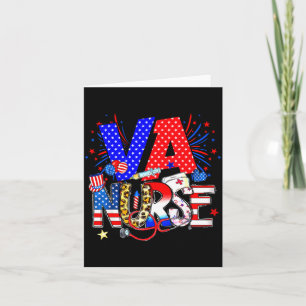 Va Nurse 4th Of July American Flag Stethoscope  Card
