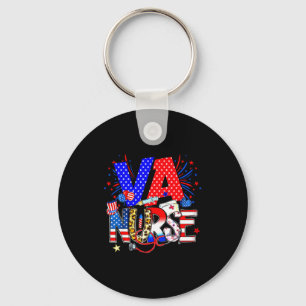 Va Nurse 4th Of July American Flag Stethoscope  Key Ring