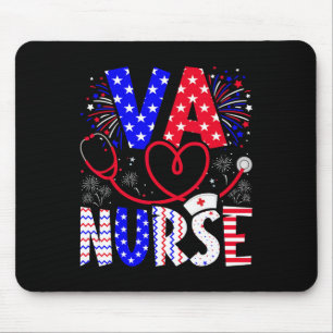 Va Nurse 4th Of July American Flag Stethoscope Mouse Mat