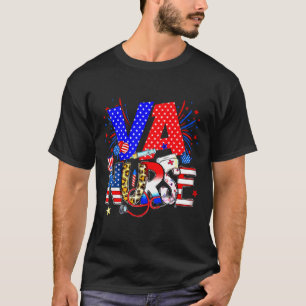 Va Nurse 4th Of July American Flag Stethoscope  T-Shirt