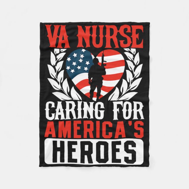Va Nurse Americas Heros Merica Us Flag Patriot Vet Fleece Blanket (Front)