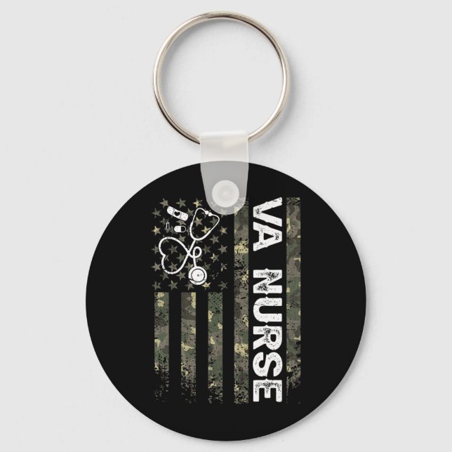 Va Nurse Camouflage American Flag Patriotic Nurse  Key Ring (Front)