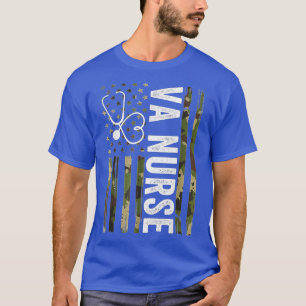 VA Nurse Camouflage American Flag Patriotic Nurse  T-Shirt