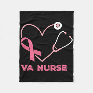 Va Nurse Heart Stethoscope Pink Ribbon Cute Breast Fleece Blanket