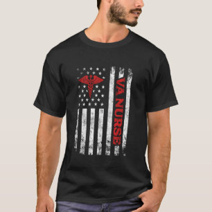 VA Nurse Patriotic Veterans Nurse American Flag T-Shirt