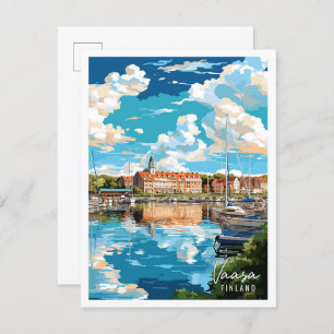 Vaasa Finland vintage travel illustration Postcard