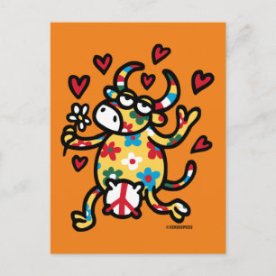 Vaca Hippy Postcard