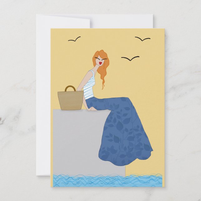 Vacances au Bord de la Mer Fashion Holiday Card (Front)