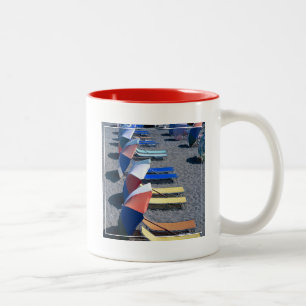 Vacant Chairs On Beach Two-Tone Coffee Mug