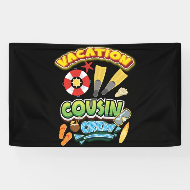 Vacation Beach Cruise Vacation Cousin Crew Family Banner (Horizontal)