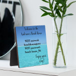 Vacation Beach Home WIFI information Password Plaque<br><div class="desc">This design was created though digital art. It may be personalised in the area provided by changing the photo and/or text. Or it can be customised by choosing the click to customise further option and delete or change the colour the background, add text, change the text colour or style, or...</div>