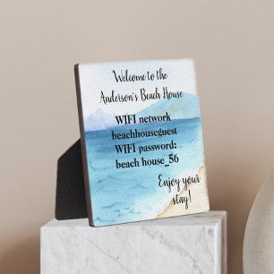 Vacation Beach Home WIFI information Watercolor Plaque
