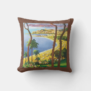 Vacation Beach Scene Colourful Art Accent Pillow