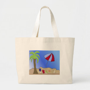 Vacation Beach Scene Large Tote Bag