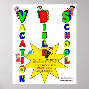 VACATION BIBLE SCHOOL Poster, Kids, Colourful Poster