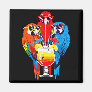 Vacation Birds Sungles Tail Parrots Summer Women M Magnet