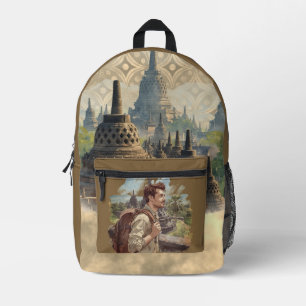 Vacation, Borobudur Temple, Java Indonesia,Vintage Printed Backpack