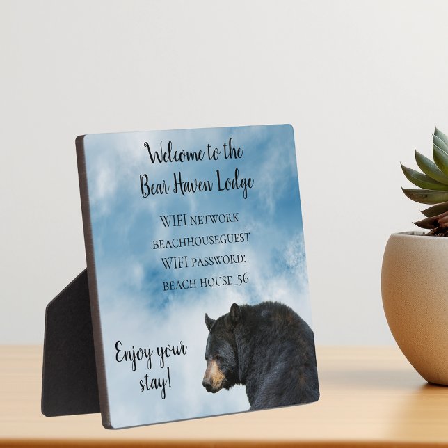 Vacation Cabin Bear Lodge Home WIFI information  P Plaque (Creator Uploaded)