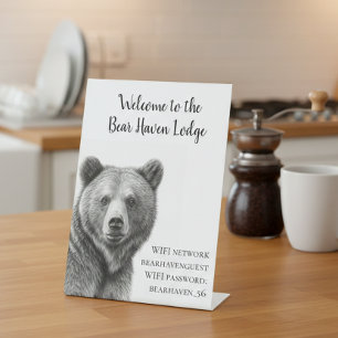 Vacation Cabin Bear Lodge Home WIFI information   Pedestal Sign