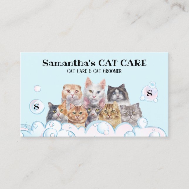 Vacation Cat Care Drop Ins Business Card (Front)