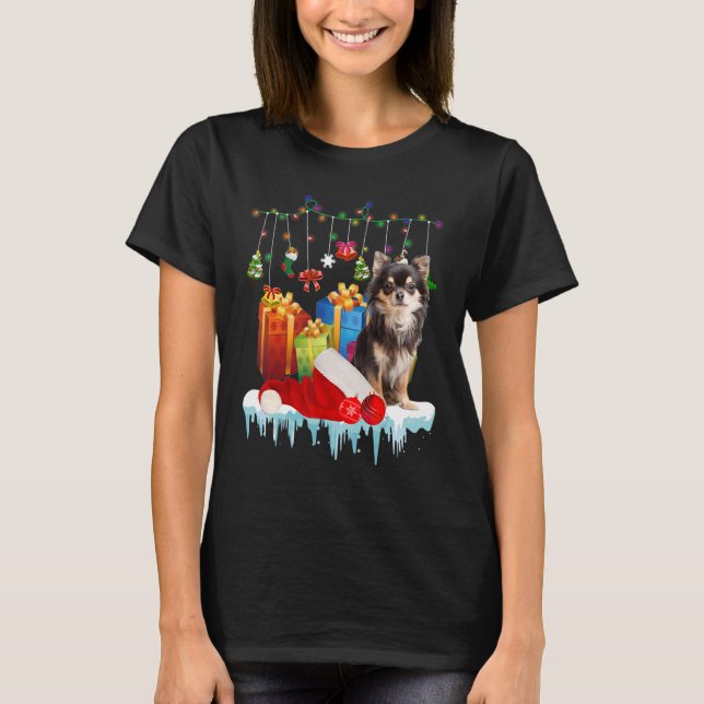 Vacation Chihuahua Christmas Lights Santa Hat  Box T-Shirt (Front)