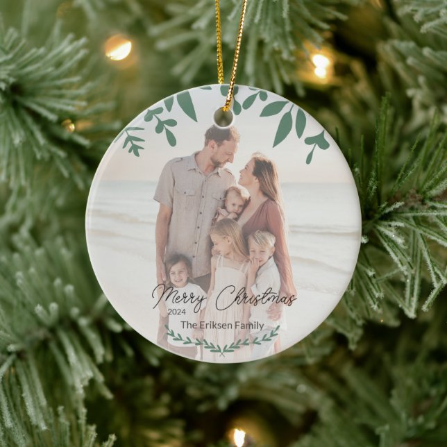 Vacation Destination Family Photo Christmas Ceramic Tree Decoration (Tree)