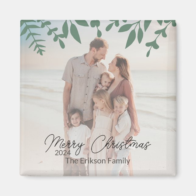 Vacation Destination Family Photo Christmas Magnet (Front)