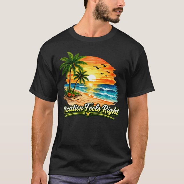 Vacation Feels Right Dark Cotton T-Shirt USA (Front)