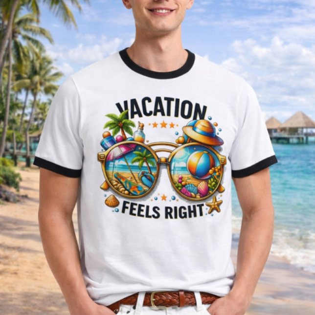 Vacation Feels Right Ringer T-Shirt USA (Creator Uploaded)