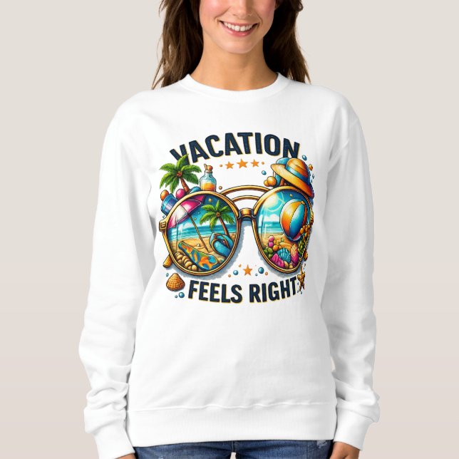 Vacation Feels Right Women’s Basic Sweatshirt USA (Front)